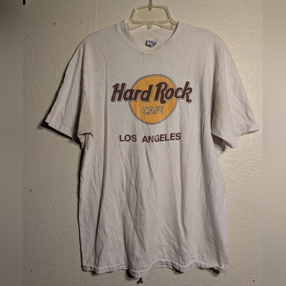 Hard Rock Cafe Los Angeles White T-Shirt Size L Hanes Beefy - Picture 1 of 5